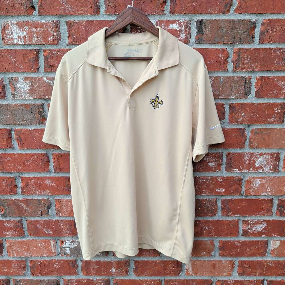 Nike Golf Tour Performance Polo Mens S Khaki Saints Dri-Fit Embroidered